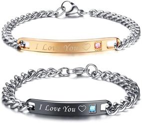 img 4 attached to 🔗 MMTTAO 2Pcs Couple Bracelet - Matching Sets with Cubic Zirconia | Titanium Stainless Steel Friendship Relationship Personalized Distance Chain Jewelry for Women Men - Lover Promise Gifts