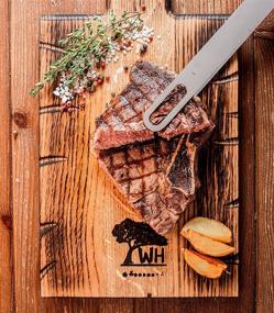 img 2 attached to Premium Natural Oak Wooden Cutting Boards for Kitchen with Handle - Ideal for Meat, Vegetables, Cheese, Bread - Size: 16 x 8 Inch