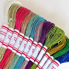 img 1 attached to 🧵 Craft Needlework Metallic Embroidery Thread Set - 8m Embroidery Floss, 12 Skeins, Assorted Multi-Colors for Cross Stitch, Hand Embroidery, Bracelets, and DIY Crafts
