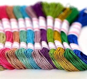img 3 attached to 🧵 Craft Needlework Metallic Embroidery Thread Set - 8m Embroidery Floss, 12 Skeins, Assorted Multi-Colors for Cross Stitch, Hand Embroidery, Bracelets, and DIY Crafts