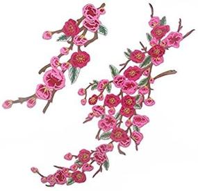 img 2 attached to 🌸 1 Set of Red Quince Sakura Flower Embroidery Iron On Applique Patches (2 Pieces)