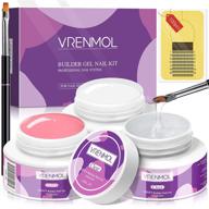 vrenmol 3 colors builder nail gel kit: nail extension & hard gel set with pink, clear, white | 100pcs nail forms & acrylic brush included | easy diy at home logo