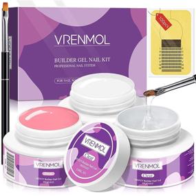 img 4 attached to Vrenmol 3 Colors Builder Nail Gel Kit: Nail Extension & Hard Gel Set with Pink, Clear, White | 100PCS Nail Forms & Acrylic Brush Included | Easy DIY at Home