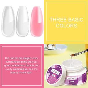 img 3 attached to Vrenmol 3 Colors Builder Nail Gel Kit: Nail Extension & Hard Gel Set with Pink, Clear, White | 100PCS Nail Forms & Acrylic Brush Included | Easy DIY at Home