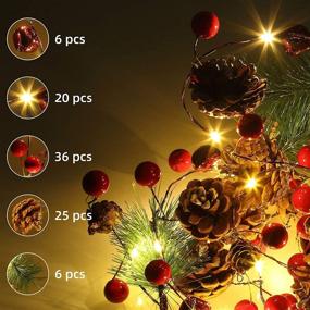 img 2 attached to 🎄 LUNSY Christmas Garland with Lights: Pinecone Red Berry Garland Lights for Indoor and Outdoor Xmas Decor - Battery Operated