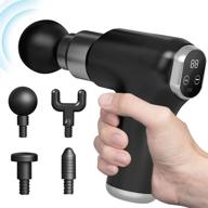 🌲 woodaran mini massage gun for relaxation - deep tissue massager with 4 heads, portable percussion muscle massager gun, 48-speeds for soothing sore muscles (black) logo