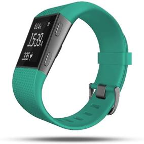 img 1 attached to Sophili Replacement Bands For Fitbit Surge Watch With Metal Buckle Fitness Wristband Strap Small Large(Teal/S)