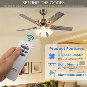 img 3 attached to 📱 Eogifee Universal Ceiling Fan Remote Control and Receiver Kit with 3 Speed/Light Dimmer Control - Compatible Replacement for Hampton Bay, Hunter, Harbor Breeze Fans (CHQ7078T UC7078T HD5 Fan-HD RR7079T)