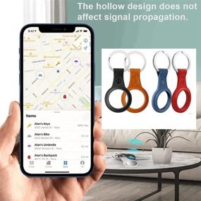 img 3 attached to 📱 Портативный чехол SunStory в кожаном стиле из ТПУ: Стильный защитный чехол для AirTag (4 штуки)