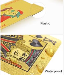 img 1 attached to 🐉 IvyMei 2 Pack Plastic Dragon Gold Waterproof Playing Cards, Diamond Black PVC Dragon Silver Poker Cards