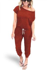 img 4 attached to Stylish Alelly Shoulder Elastic Jumpsuit Rompers for Women: Discover Trendy Clothing and Jumpsuits, Rompers & Overalls