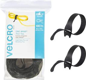 img 4 attached to 🔗 100-Pack VELCRO Brand ONE-WRAP Cable Ties, 8x1/2" Black Cord Organization Straps - Thin Pre-Cut Design, Ideal for Wire Management in Home, Office, and Data Centers