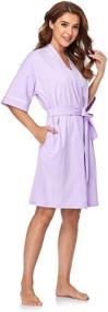 img 3 attached to 👘 Women's Lightweight Kimono Robes - COLORFULLEAF 100% Cotton Short Robes for Soft Sleepwear and Knit Bathrobe, Ideal for Ladies