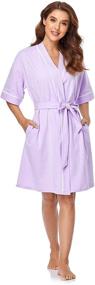 img 2 attached to 👘 Women's Lightweight Kimono Robes - COLORFULLEAF 100% Cotton Short Robes for Soft Sleepwear and Knit Bathrobe, Ideal for Ladies