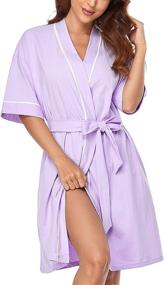 img 4 attached to 👘 Women's Lightweight Kimono Robes - COLORFULLEAF 100% Cotton Short Robes for Soft Sleepwear and Knit Bathrobe, Ideal for Ladies