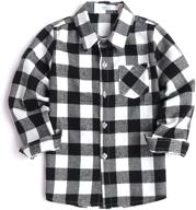 arshiner long sleeve plaid shirt: stylish button-down flannel t-shirt for toddler boys and girls logo