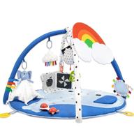 🌈 synpos baby play gym activity mat - enhancing sensory and motor skills development with 10 toys, thicker mat and elephant security blanket - rainbow play mat for infants and toddlers logo
