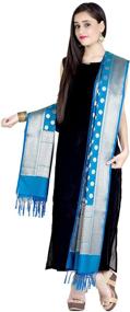 img 3 attached to 🧣 Handwoven Cutwork Indian Ethnic Brocade Banarasi Dupatta Stole Scarf by Chandrakala (D116)