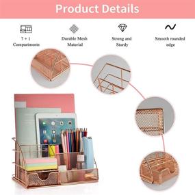 img 2 attached to 🌟 Spacrea Desk Organizer Set: All-in-One Rose Gold Pencil Holder, Drawer, and More – Maximize Your Office Space!