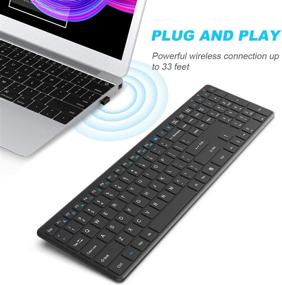 img 1 attached to 💻 Беспроводная клавиатура - WisFox Ultra Slim Перезаряжаемая компьютерная клавиатура с цифровой клавиатурой для ноутбука, настольного компьютера, ПК, Windows, Mac - Эргономичный дизайн