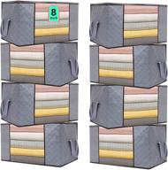 8-pack mixgys large capacity clothes storage bag organizer – 90l bags for blanket, bedding, comforter – foldable organization with reinforced handle & zippers for closet and under-bed storage логотип