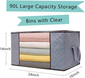 img 3 attached to 8-Pack MIXGYS Large Capacity Clothes Storage Bag Organizer – 90L Bags for Blanket, Bedding, Comforter – Foldable Organization with Reinforced Handle & Zippers for Closet and Under-bed Storage