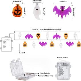 img 2 attached to 🎃 Mosoan Halloween String Lights: 30 LED 3D Pumpkin Bat Ghost - 8 Lighting Modes, Battery Operated; Ideal Outdoor Indoor Halloween Party Decorations