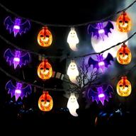 🎃 mosoan halloween string lights: 30 led 3d pumpkin bat ghost - 8 lighting modes, battery operated; ideal outdoor indoor halloween party decorations logo