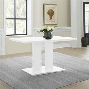 img 4 attached to 💎 Armen Living Amanda Modern White Dining Table: Sleek Chrome Finish, 53"x 34"x 31" - Best Deals!