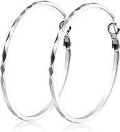 👂 sterling silver hoop earrings for women and girls with sensitive ears | shiny pretty design, elegant and hypoallergenic logo