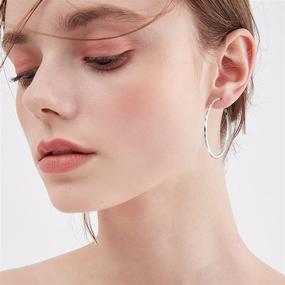 img 2 attached to 👂 Sterling Silver Hoop Earrings for Women and Girls with Sensitive Ears | Shiny Pretty Design, Elegant and Hypoallergenic