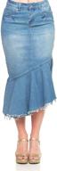 👗 modest women's casual denim a-line ruffled midi skirt for tznius fashion - knee length logo