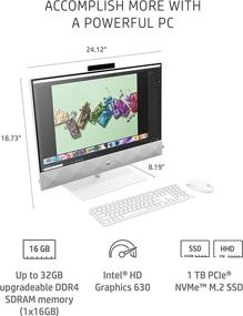 img 2 attached to 💻 HP Pavilion 27-inch All-in-One Desktop, Intel i7-10700T CPU, 16GB RAM, 1TB SSD Storage, Full HD IPS Touchscreen, Windows 10 Home, Wireless Keyboard and Mouse Combo (27-d0080, 2020)