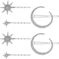 🌟 shine bright with 6 vintage rhinestone star & moon hair clips - silver logo