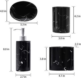 img 3 attached to 🛁 JINCROP Black Marble Pattern Resin Bathroom Accessories Set - Soap Dispenser, Toothbrush Holder, 2 Tumbler Cup, Soap Dish - Complete Bathroom Counter Accessory Set