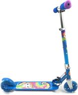 🌸 blue titan flower power princess kick scooter for girls ages 5+ with led light up wheels - folding aluminum design logo