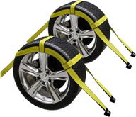 adjustable car basket straps with flat hooks - 2x dolly demco wheel net for 13-16 inch tire wheels, 3330 lbs load capacity logo