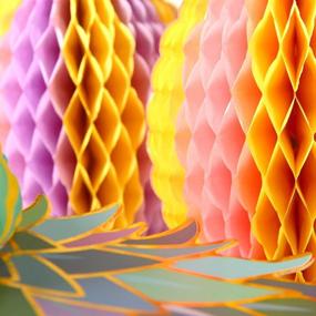 img 3 attached to Paper Jazz Pineapple Honeycomb Centerpieces: Table and Hanging Decorations for Hawaiian Luau, Tiki Beach Wedding, Tropical Fruit Summer Party - Multicolored (3 Pack)
