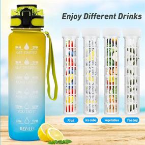 img 3 attached to 🍹 Fruit-Infuser Water Bottle for Outdoor Sports - 32 oz Drinking Water Bottles (Yellow + Blue)