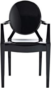 img 2 attached to 🪑 Stylish and Easy to Assemble: Modway Casper Acrylic Stacking Arm Chair in Black - Perfect for Kitchen and Dining Room