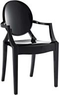 🪑 стильный и простой в сборке: прозрачное акриловое стул с подлокотниками modway casper в черном цвете - идеальный для кухни и столовой. логотип