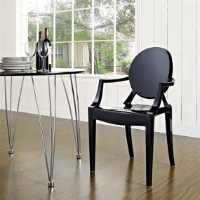 img 1 attached to 🪑 Стильный и простой в сборке: Прозрачное акриловое стул с подлокотниками Modway Casper в черном цвете - идеальный для кухни и столовой.
