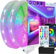 vilsom ultra long 100ft led strip lights with music sync, app control and remote control for bedroom, kitchen, bar, ceiling, dorm room decor - rgb color changing led light strips логотип