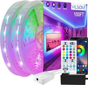 img 4 attached to ViLSOM Ultra Long 100ft LED Strip Lights with Music Sync, APP Control and Remote Control for Bedroom, Kitchen, Bar, Ceiling, Dorm Room Decor - RGB Color Changing LED Light Strips