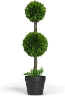 🌿 artificial boxwood topiary ball tree 36-inch - front porch home decor, fake plant decoration, faux indoor tree - single tree logo