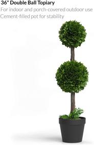 img 1 attached to 🌿 Artificial Boxwood Topiary Ball Tree 36-inch - Front Porch Home Decor, Fake Plant Decoration, Faux Indoor Tree - Single Tree