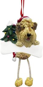 img 4 attached to Hand-Painted Soft Coated Wheaten Terrier Christmas Ornament with Adorable 'Dangling Legs' Customizable for Personalization