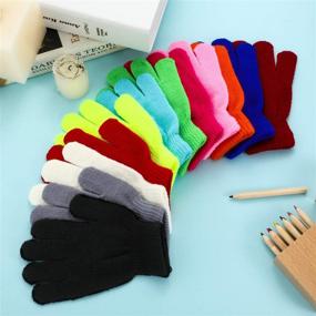 img 1 attached to 🧤 Full Finger Knitted Gloves for Kids Boys Girls - 24 Pairs Winter Magic Knit Gloves