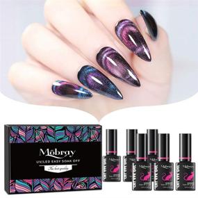 img 3 attached to Mobray 5D Cat Eye Gel Nail Polish Set - UV Soak Off Chameleon Magnetic Varnish, 6 Colors 12ml - Nail Art Gift Box with Free Magnet Stick (Set 1)