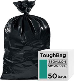 img 4 attached to 🗑️ ToughBag 65 Gallon Industrial Trash Bags - 50 x 60” Large Black Garbage Bags - Toter Liner (50 COUNT) – Outdoor Garbage Can Liner for Custodians, Landscapers, Contractors - Made In USA